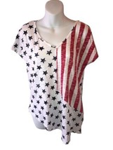 Rock &amp; Republic Nwt Women&#39;s Red White Blue Star Stripes Shirt Xs Msrp $40 - $21.29