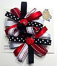 Hair Bows - 2-1/4&quot; Ladybug Red, Black, White - £5.50 GBP