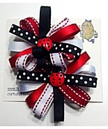 Hair Bows - 2-1/4&quot; Ladybug Red, Black, White - £5.50 GBP