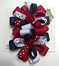 Hair Bows - 2-1/4&quot; Hair Clip Red, Black, White - £5.57 GBP