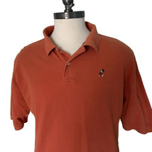 Mickey Mouse Polo Shirt Size Large Disney Parks Logo Orange Knit 2 Button Golf - £15.67 GBP