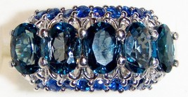 London Blue Topaz Oval & Blue Sapphire Cocktail Ring, Silver, Size 10, 5.50(Tcw) - £91.59 GBP