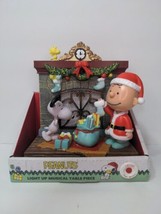 NEW Peanuts Christmas Fireplace Snoopy Charlie Brown Light Up Music Table  NEW - £38.25 GBP