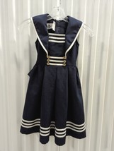 VTG Bonnie Jean Sailor Dress Navy Blue White Nautical Girls Size6  Classic July4 - £19.68 GBP