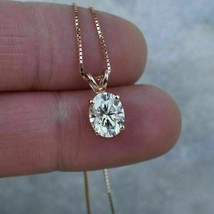Collana con pendente solitario con diamante taglio ovale da 3,00 ct D/VVS1... - £122.02 GBP