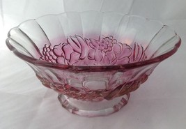 Cranberry Flash Embossed Fruit Panelled Footed Pressed Glass Console Bowl Maker? - £19.87 GBP