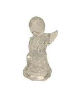 Clear Glass Kneeling Praying Angel Taper Candle Holder Hollow Bottom Figurine - £11.94 GBP