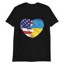 Ukrainian American USA Flag Stand with Ukraine Support Peace Shirt T-Shirt Black - £15.60 GBP+