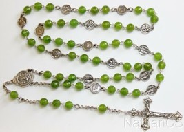 Faceted Jade &amp; Sterling Silver Stations of the Cross Rosary all Vintage Unique - £612.51 GBP