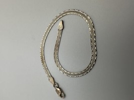 Vintage Unique Sterling Silver Flat Chain Bracelet 7.5” X 3mm - £23.68 GBP