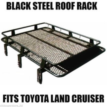 Large Black Steel Roof Rack Rain Gutter Tray Carrier FITS Toyota Land Cr... - $583.24