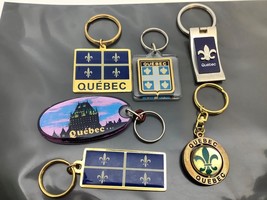 6 Vtg Keyring Quebec Canada Keychain Fleur De Lys Porte-Clés Chateau Frontenac - £21.56 GBP
