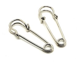 Safety Pin Earrings Silver Tone Pair K POP Punk Sex Pistols Steel Piercing Uk - £3.50 GBP