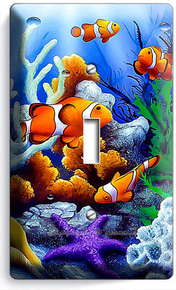 TROPICAL SEA CORAL CLOWN FISH AQUARIUM SINGLE LIGHT SWITCH WALL PLATE ROOM DECOR