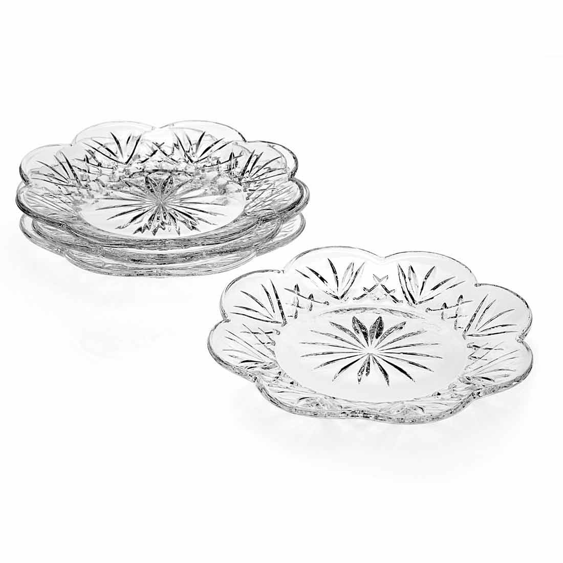 Godinger Dublin Crystal Canape Dessert Plate Set Of 4 - $14.99