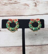 Vintage Clip On Earrings - Christmas Wreaths - 0.75&quot; - £11.18 GBP