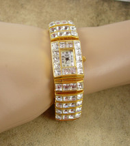 Statement rhinestone Bracelet watch LOADED with heavy crystals working w... - £86.91 GBP