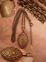 Vintage religious jeweled Gothic locket NEcklace - £98.07 GBP