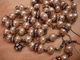 Vintage freshwater Baroque pearl chandelier necklace and earrings with rhineston - £173.83 GBP
