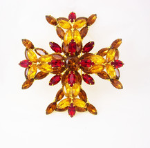Vintage 4&quot; HUGE Marquise layered rhinestone mint cond BROOCH STUNNING - £105.91 GBP