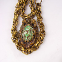 Vintage  DECO Egyptian REVIVAL Czech necklace Pharaoh head - £155.84 GBP