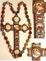 Vintage HUGE Rosary MICROMOSAIC millefiori murano necklace Crucifix - £302.45 GBP