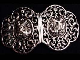 Antique Whimsey Sterling Cherub Fish Buckle V Ictorian Putti - $295.00