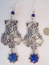 Goddess earrings LONG nude Nymph Bohemian nouveau chandelier lapis sterling - £176.40 GBP