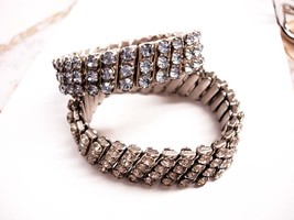 TWO Vintage Rhinestone bracelets LOADED with stones - £59.01 GBP