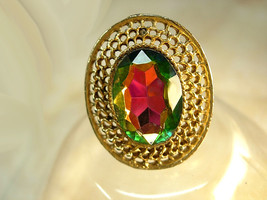 Vintage rivoli Ring Peacock Prism set in a huge setting - £27.87 GBP