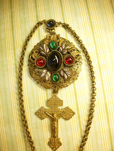 Antique Czech enamel necklace ANtique Czech sacred heart Crucifix very goth - £177.78 GBP