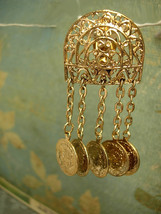 Vintage Coin Drop earrings SHoulderduster Medieval earrings LONG drops clip ons - £36.08 GBP