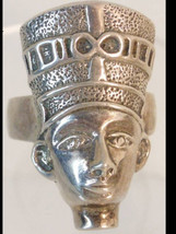 VIntage  Egyptian RIng Cleopatra queen head  sterling - £123.74 GBP