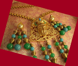 Hattie Carnegie necklace Chinese necklace figural signed bookchain buddha neckla - £339.72 GBP