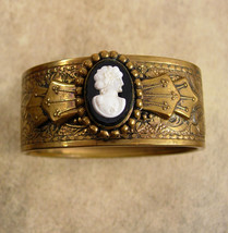 Vintage Victorian Cameo bracelet Fancy wide bangle - $195.00