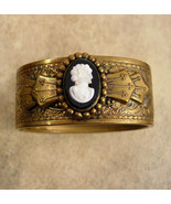 Vintage Victorian Cameo bracelet Fancy wide bangle - $195.00