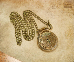 Victorian Steampunk  Key and Padlock locket necklace Gothic baroque Medieval Cro - £115.54 GBP