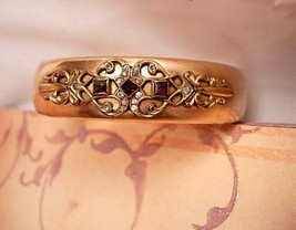 Antique Victorian Bangle Rose Gold Filled Garnet jeweled bracelet estate... - £336.79 GBP
