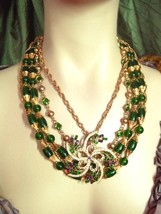 Extravagant glass HUGE layered rhinestone chandelier exotic necklace - £154.53 GBP
