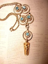 Gold filled OUR Lady Gilt MEdal jeweled vintage necklace - £67.94 GBP