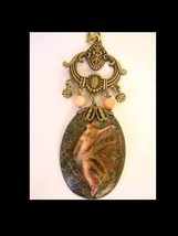 Nouveau Fairy Nymph ANgel Skin COral Gypsy bohemian necklace - £115.88 GBP