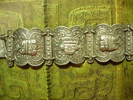 VIntage 1930&#39;s Goddess relief fob bracelet Ancient Mayans of MExico - $125.00