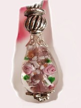 Sterling blown glass paperweight PInk Roses long drop earrings - £33.03 GBP