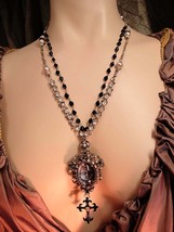 Gothic Cherub necklace with pearls and rhinestone swags and Edwardian Cross and  - £164.02 GBP