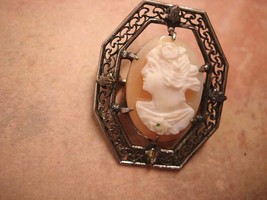 Victorian sterling Hallmarked Cameo Brooch with filigree frame - £86.00 GBP