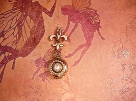 Vintage DEco Enamel pocketwatch locket and Fleur de lis Brooch - £121.06 GBP