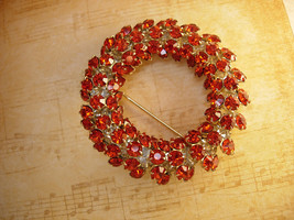 Vintage 100 Rhinestone Brooch Chunky cascading Circle Fall colors - £67.35 GBP