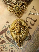 Medusa Locket necklace - dramatic snake chain - art nouveau Winged Goddess - got - £299.75 GBP
