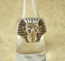 Vintage Sterling KIng Tut Ring Egyptian revival size 7 Pharaoh Cleopatra - £108.57 GBP