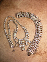 Vintage stunning signed Weiss BRacelet and chandelier bib necklace loaded with r - £100.77 GBP